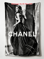 Chanel Black & White Glamour Portrait Flannel Throw Blanket IMG_7165